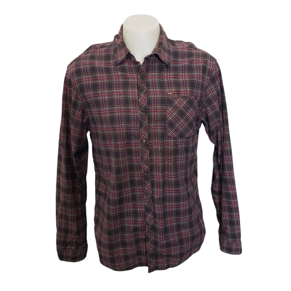SCOTCH & SODA Vintage Plaid Line Flannel Snap Button Shirt Men's Size XL